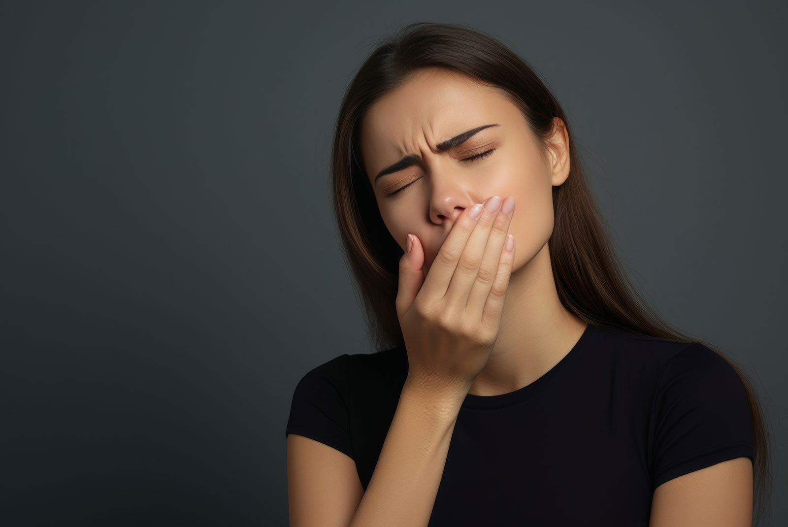 person having mouth pain